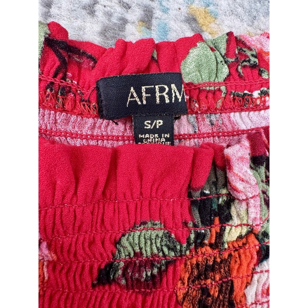 AFRM Floral Mini Dress Sz S Smocked Spring Roses Garden Fairy Floral Havana - Picture 6 of 7